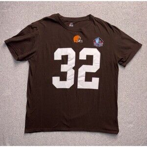 Majestic Jim Brown Cleveland Browns #32 Hall Of Fame T-Shirt - Men's Large
